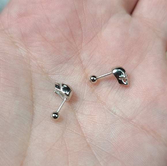 925 Sterling Silver Platinum Plated Skull CZ Punk - Picture 6 of 12